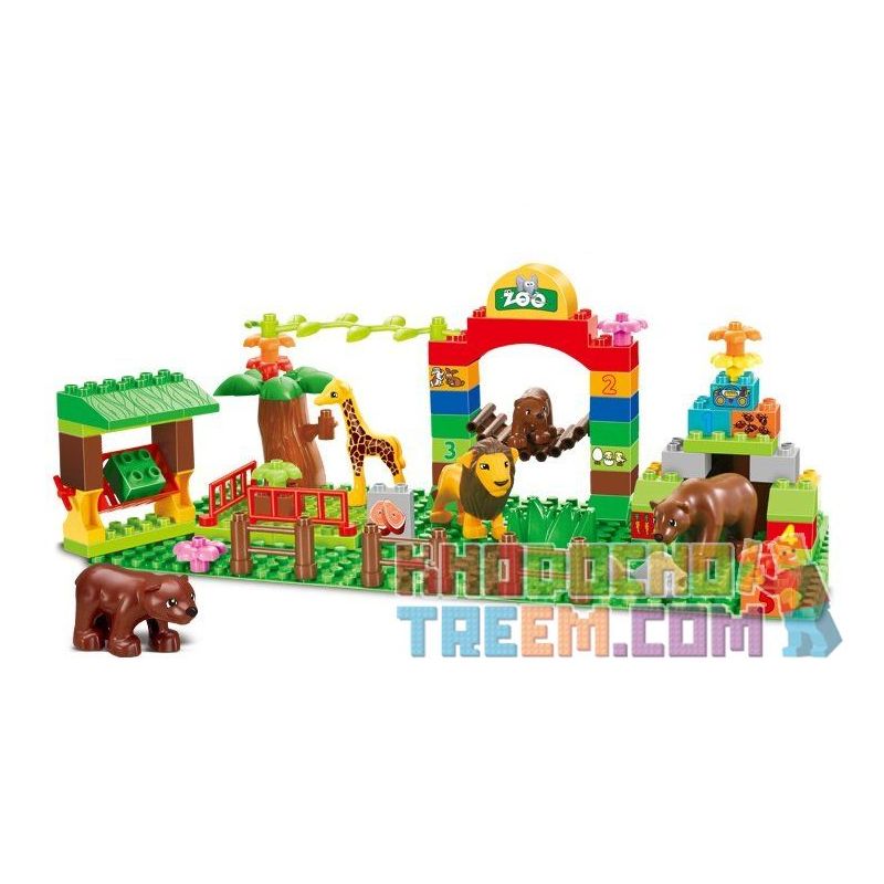 HYSTOYS HONGYUANSHENG AOLEDUOTOYS HG-1357 1357 HG1357 Xếp hình kiểu    Happy Zoo Vườn Bách Thú Vui Vẻ 82 khối