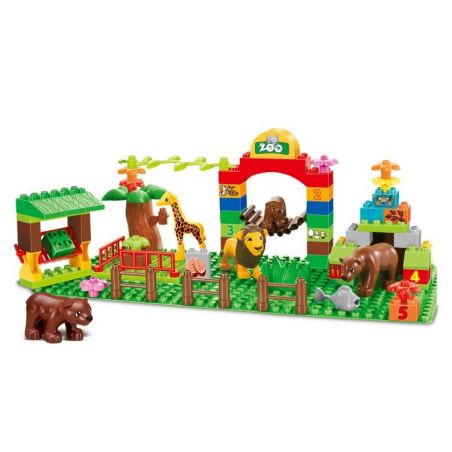 HYSTOYS HONGYUANSHENG AOLEDUOTOYS HG-1357 1357 HG1357 Xếp hình kiểu    Happy Zoo Vườn Bách Thú Vui Vẻ 82 khối