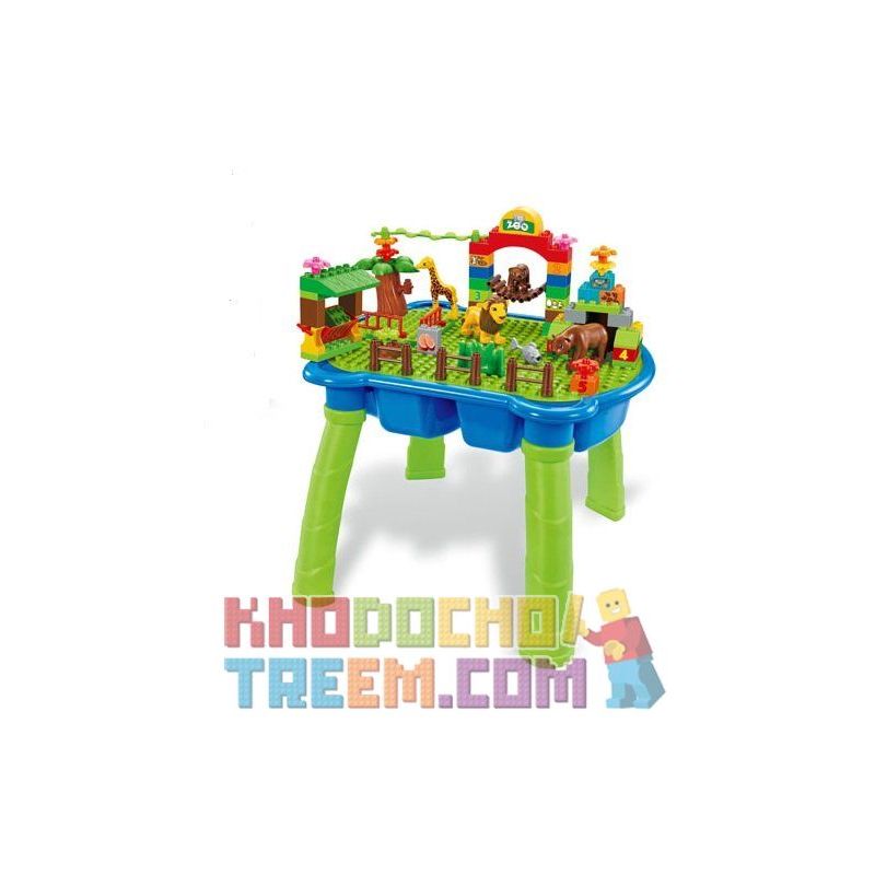 HYSTOYS HONGYUANSHENG AOLEDUOTOYS HG-1406 1406 HG1406 Xếp hình kiểu    Happy Zoo Sở Thú Vui Nhộn Có Bàn 87 khối