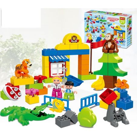 HUIMEI STAR CITY XING DOU CHENG HM079 Xếp hình kiểu    Suburban Happy Zoo Sở Thú Ngoại ô Vui Nhộn 63 khối