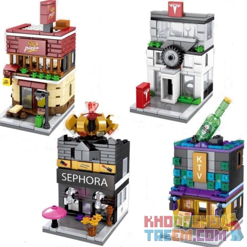 SEMBO SD6021 6021 SD6018 6018 SD6020 6020 601513 non  THÀNH PHỐ THƯƠNG MẠI TRÊN NHỎ bộ đồ chơi xếp lắp ráp ghép mô hình Mini Modular HOLIDAY STREET KARAOKE TV Đường Phố Thu Nhỏ 180 khối