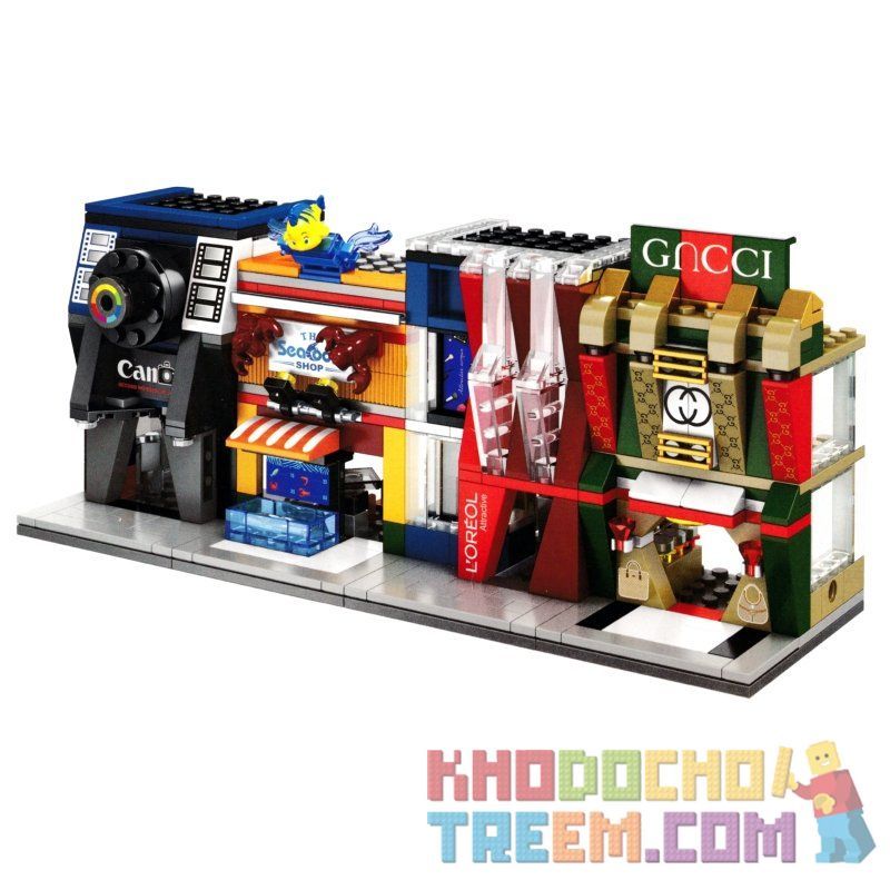 SEMBO SD6046 6046 SD6047 6047 SD6048 6048 SD6049 6049 non  CỬA HÀNG ĐỒ DA MỸ PHẨM HẢI SẢN MÁY ẢNH bộ đồ chơi xếp lắp ráp ghép mô hình Mini Modular SEMBO BLOCK GNCCI SEAFOOD SHOP Đường Phố Thu Nhỏ 111 khối