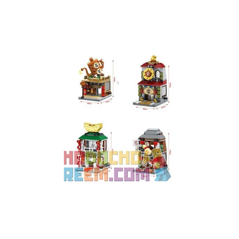 SEMBO SD6092 6092 SD6093 6093 SD6095 6095 SD6094 6094 non  BỘ 4 QUÁN CỔ TRUNG QUỐC TRÀ RƯỢU TRANG SỨC CA KỊCH bộ đồ chơi xếp lắp ráp ghép mô hình Mini Modular SEMBO BLOCK Đường Phố Thu Nhỏ 126 khối