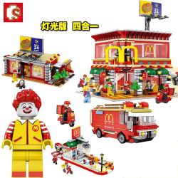 SEMBO SD6901 6901 non  QUÁN ĂN NHANH bộ đồ chơi xếp lắp ráp ghép mô hình Modular Buildings SEMBO BLOCK Mô Hình Nhà Cửa 1729 khối