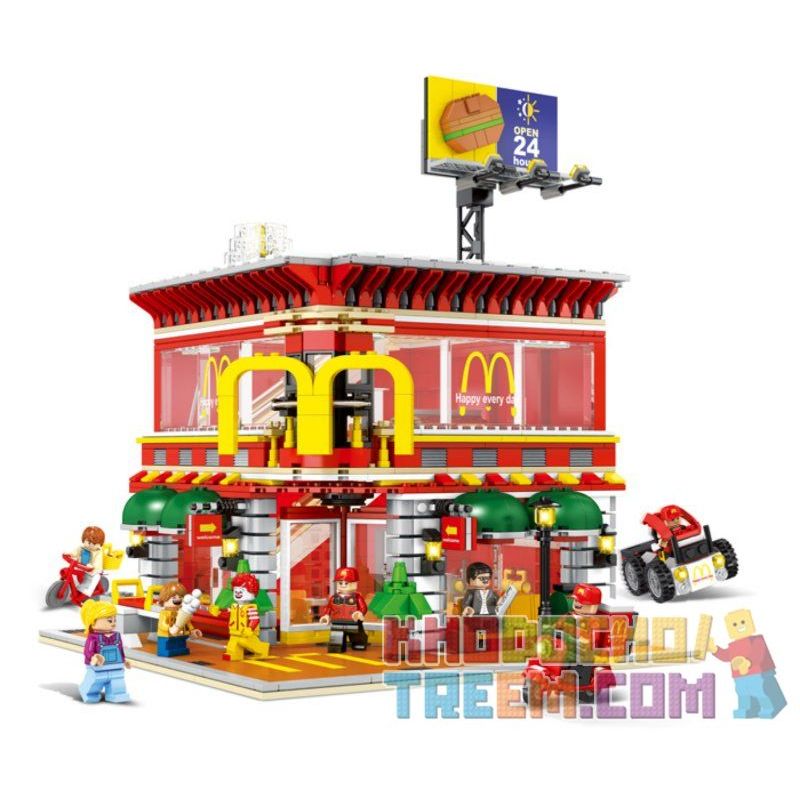 SEMBO SD6901 6901 non  QUÁN ĂN NHANH bộ đồ chơi xếp lắp ráp ghép mô hình Modular Buildings SEMBO BLOCK Mô Hình Nhà Cửa 1729 khối
