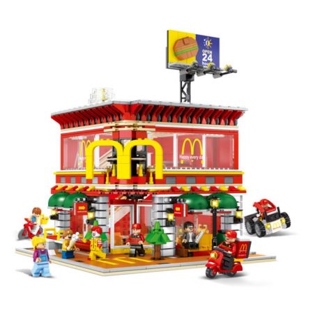 SEMBO SD6901 6901 non  QUÁN ĂN NHANH bộ đồ chơi xếp lắp ráp ghép mô hình Modular Buildings SEMBO BLOCK Mô Hình Nhà Cửa 1729 khối