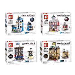SEMBO WEKKI VIGGI SD6500 6500 SD6501 6501 SD6502 6502 SD6503 6503 non  TIỆM HỚT TÓC SỞ CỨU HỎA GÓC WALMART KHÁCH SẠN HOLIDAY bộ đồ chơi xếp lắp ráp ghép mô hình Mini Modular SEMBO BLOCK Đường Phố Thu Nhỏ 294 khối