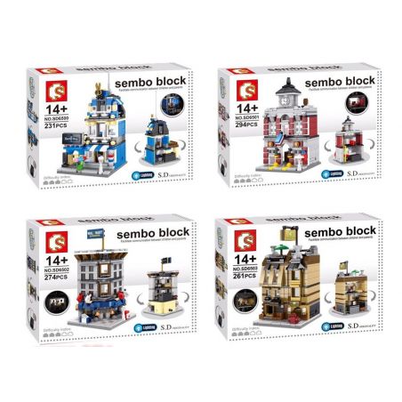 SEMBO WEKKI VIGGI SD6500 6500 SD6501 6501 SD6502 6502 SD6503 6503 non  TIỆM HỚT TÓC SỞ CỨU HỎA GÓC WALMART KHÁCH SẠN HOLIDAY bộ đồ chơi xếp lắp ráp ghép mô hình Mini Modular SEMBO BLOCK Đường Phố Thu Nhỏ 294 khối