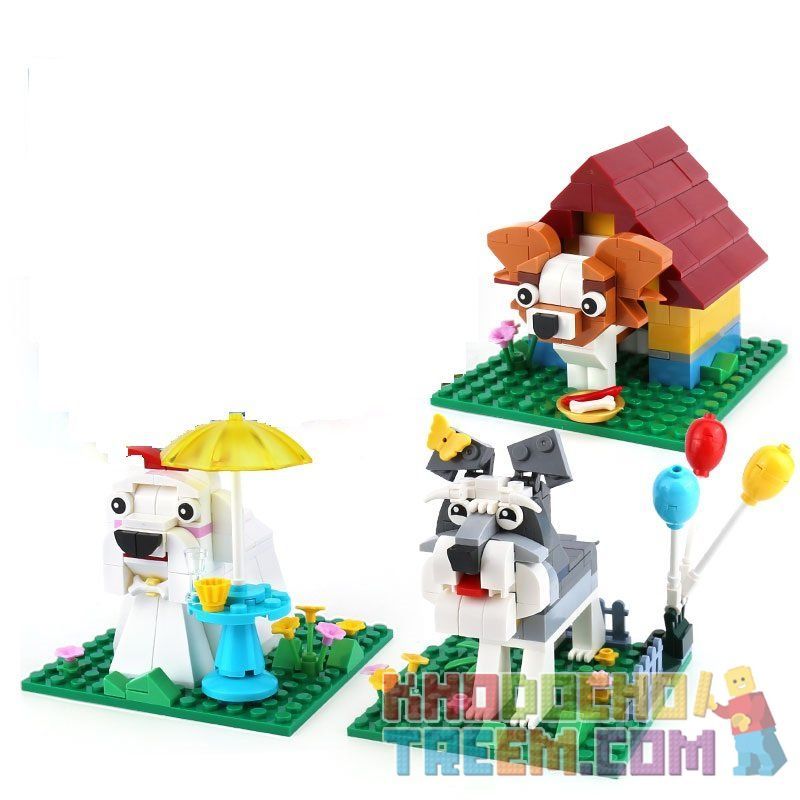 XINGBAO XB-18002 18002 XB18002 non  THÀNH PHỐ CÚN CON BẰNG GẠCH VUI NHỘN bộ đồ chơi xếp lắp ráp ghép mô hình Ideabox CUTE BRICK PUPPY Hộp Sáng Tạo 402 khối