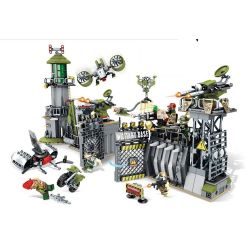 SEMBO 11720 non  TẤN CÔNG DOANH TRẠI QUÂN ĐỘI bộ đồ chơi xếp lắp ráp ghép mô hình Black Gold Cuộc Chiến Vàng Đen 761 khối