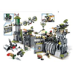 SEMBO 11720 non  TẤN CÔNG DOANH TRẠI QUÂN ĐỘI bộ đồ chơi xếp lắp ráp ghép mô hình Black Gold Cuộc Chiến Vàng Đen 761 khối