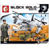 SEMBO 11712 non  NGĂN CHẶN MÁY BAY QUÂN SỰ OSPREY bộ đồ chơi xếp lắp ráp ghép mô hình Black Gold Cuộc Chiến Vàng Đen 640 khối