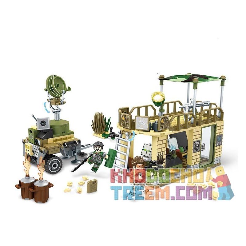 SEMBO 11676 non  XÂY DỰNG CĂN CỨ PHÒNG THỦ NGĂN CHẶN TIỀN ĐỒN bộ đồ chơi xếp lắp ráp ghép mô hình Black Gold Cuộc Chiến Vàng Đen 232 khối