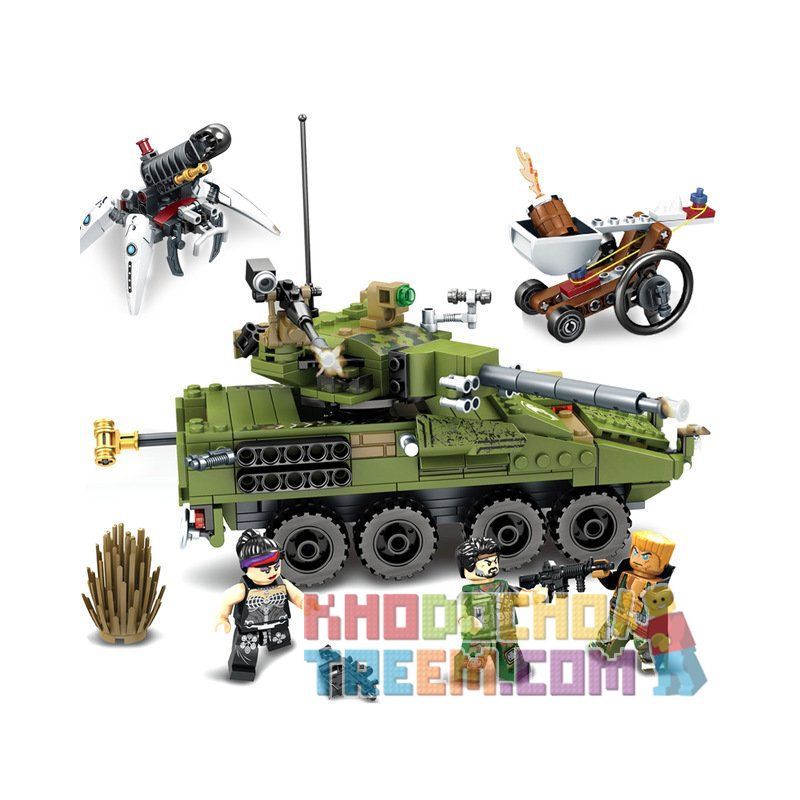 SEMBO 11694 non  XE TĂNG TẤN CÔNG KHU VÀNG TẶC bộ đồ chơi xếp lắp ráp ghép mô hình Black Gold Cuộc Chiến Vàng Đen 438 khối