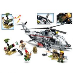 SEMBO 11688 non  NGĂN CHẶN MÁY BAY TRỰC THĂNG QUÂN ĐỘI bộ đồ chơi xếp lắp ráp ghép mô hình Black Gold Cuộc Chiến Vàng Đen 340 khối