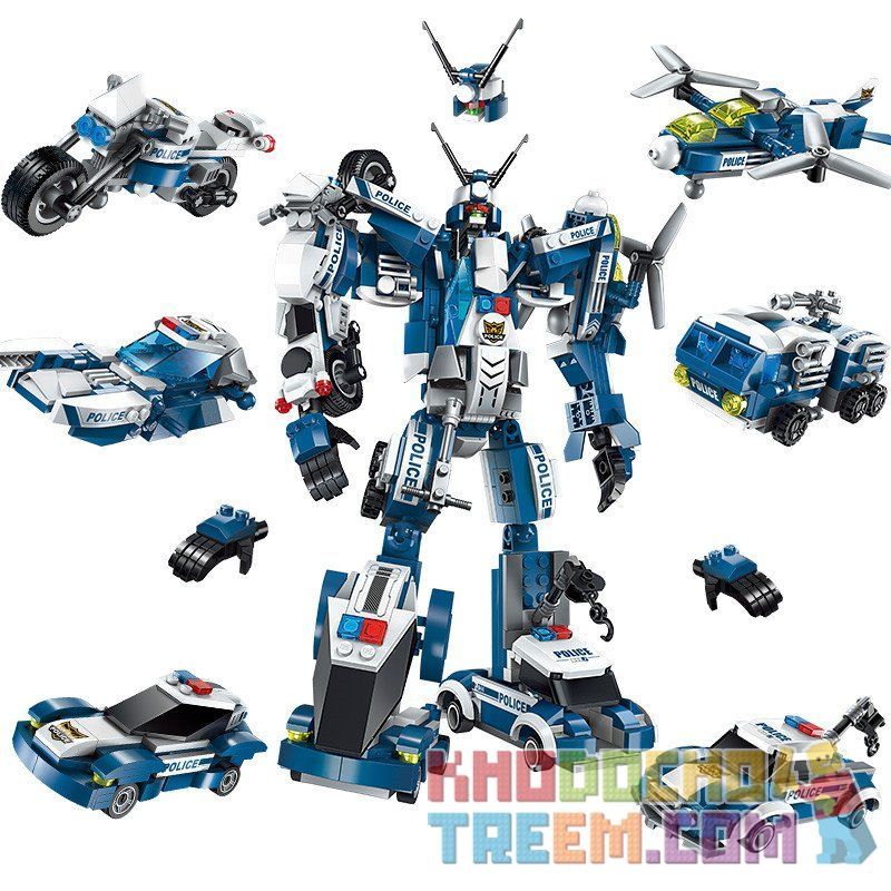 Enlighten 1407 Qman 1407 non  RÔ-BỐT CẢNH SÁT bộ đồ chơi xếp lắp ráp ghép mô hình Transformers THE RAGING WARRIOR Robot Đại Chiến Người Máy Biến Hình 577 khối