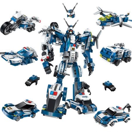 Enlighten 1407 Qman 1407 non  RÔ-BỐT CẢNH SÁT bộ đồ chơi xếp lắp ráp ghép mô hình Transformers THE RAGING WARRIOR Robot Đại Chiến Người Máy Biến Hình 577 khối