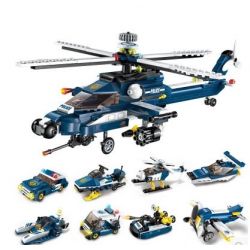 Enlighten 1801 Qman 1801 non  MÁY BAY TRỰC THĂNG VŨ BÃO 8 TRONG 1 bộ đồ chơi xếp lắp ráp ghép mô hình Transformers COMBAT ZONES SERIES Robot Đại Chiến Người Máy Biến Hình 381 khối