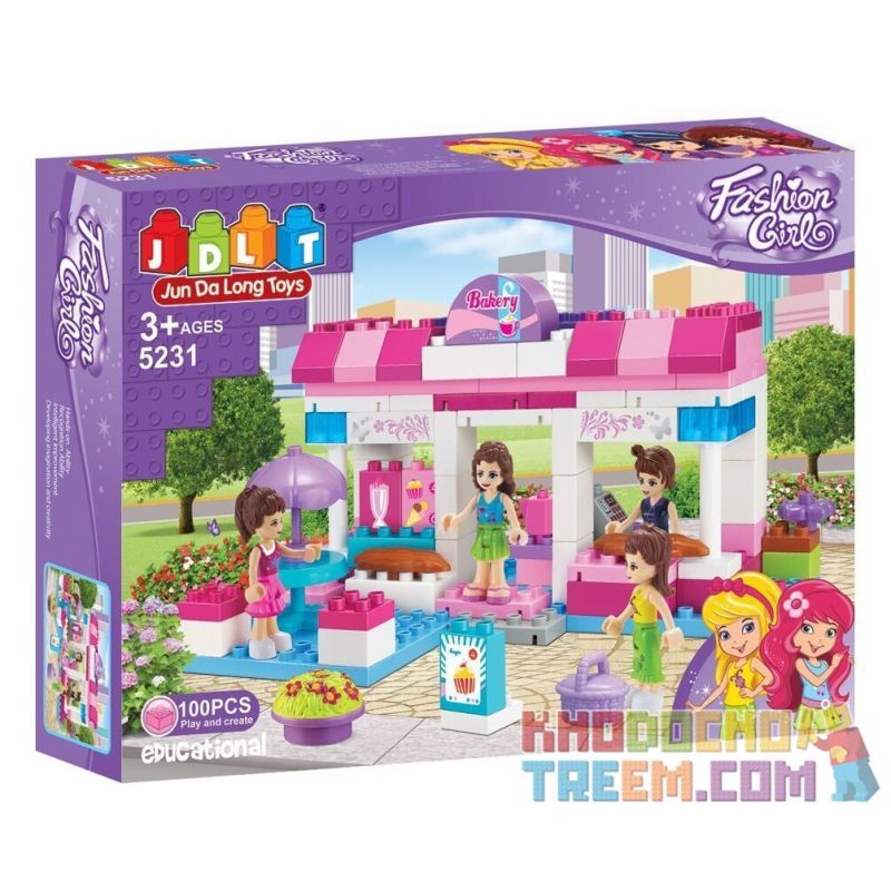 JUN DA LONG TOYS JDLT 5231A Xếp hình kiểu    Interesting Girls' Bakery Cửa Hàng Bánh Thú Vị Của Các Cô Gái 100 khối