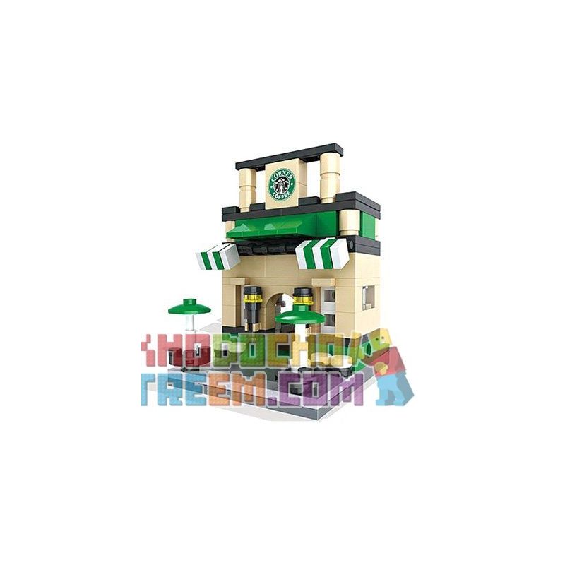 HSANHE 6402 Xếp hình kiểu  MINI MODULAR Starbucks Coffee Store Cửa Hàng Cafe Starbucks 189 khối