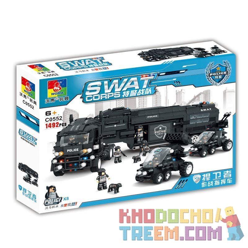 WOMA C0552 0552 Xếp hình kiểu  SWAT SPECIAL FORCE SWAT Truck With Mini Figures Xe Tải Chuyên Chở Lực Lượng Đặc Nhiệm 1492 khối