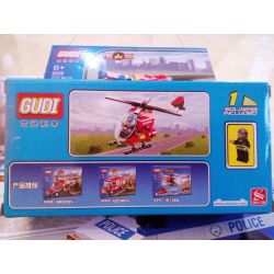 GUDI 9206 non  TRỰC THĂNG CỨU HỎA bộ đồ chơi xếp lắp ráp ghép mô hình Fire Rescure FIREMAN FIREFIGHTING HELICOPTER 91 khối