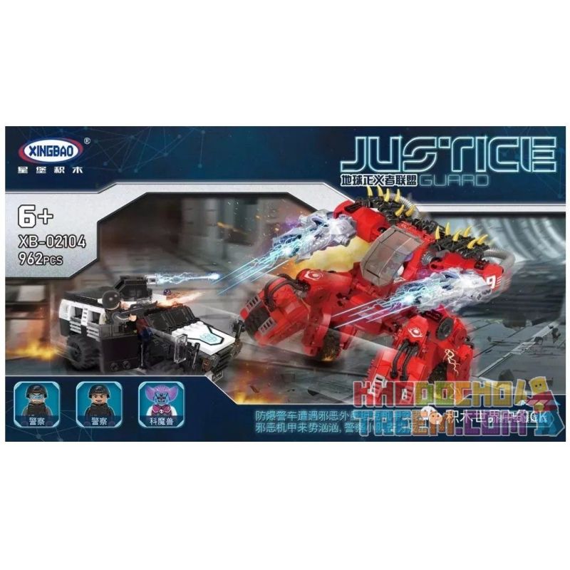 XINGBAO XB-02104 02104 XB02104 non  CUỘC RƯỢT ĐUỔI HẤP DẪN GIỮA XE CẢNH SÁT VÀ MÔ HÌNH bộ đồ chơi xếp lắp ráp ghép mô hình Justice Guard Cảnh Sát Bảo Vệ Hòa Bình 962 khối