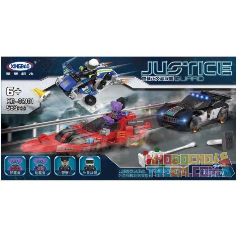 XINGBAO XB-02101 02101 XB02101 non  CUỘC TRUY ĐUỔI TÊN TỘI PHẠM NGUY HIỂM bộ đồ chơi xếp lắp ráp ghép mô hình Justice Guard Cảnh Sát Bảo Vệ Hòa Bình 583 khối