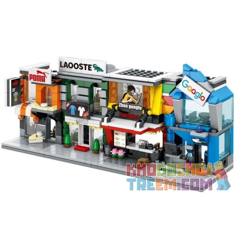 SEMBO SD6080 6080 SD6081 6081 SD6082 6082 SD6083 6083 non  BỘ 4 CỬA HÀNG MÁY TÍNH GIÀY ĐỒ ĂN NHANH CHƠI bộ đồ chơi xếp lắp ráp ghép mô hình Mini Modular SEMBO BLOCK Đường Phố Thu Nhỏ 129 khối