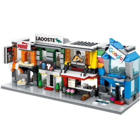 SEMBO SD6080 6080 SD6081 6081 SD6082 6082 SD6083 6083 non  BỘ 4 CỬA HÀNG MÁY TÍNH GIÀY ĐỒ ĂN NHANH CHƠI bộ đồ chơi xếp lắp ráp ghép mô hình Mini Modular SEMBO BLOCK Đường Phố Thu Nhỏ 129 khối