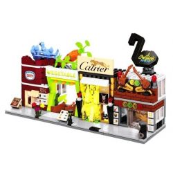 SEMBO SD6054 6054 SD6055 6055 SD6056 6056 SD6057 6057 non  BỘ 4 CỬA HÀNG TRANG SỨC ÂM NHẠC THỰC PHẨM RAU CỦ bộ đồ chơi xếp lắp ráp ghép mô hình Mini Modular SEMBO BLOCK CARTRIER MUSICAL SHOP NOSTLE VEGETABLE Đường Phố Thu Nhỏ 140 khối