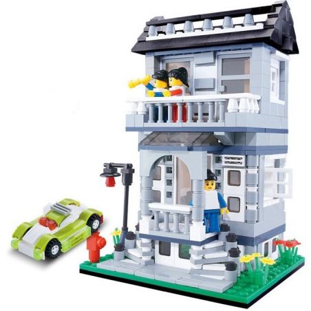 WANGE DR.LUCK 31053 non  BIỆT THỰ MÀU XÁM bộ đồ chơi xếp lắp ráp ghép mô hình City Inn CITYINN Nhà Trọ Thành Phố 480 khối