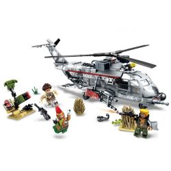 SEMBO 11688 non  NGĂN CHẶN MÁY BAY TRỰC THĂNG QUÂN ĐỘI bộ đồ chơi xếp lắp ráp ghép mô hình Black Gold Cuộc Chiến Vàng Đen 340 khối