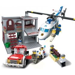 GUDI 9318 non  TRỰC THĂNG CẢNH SÁT TRUY BẮT CƯỚP bộ đồ chơi xếp lắp ráp ghép mô hình City POLICE Thành Phố 465 khối