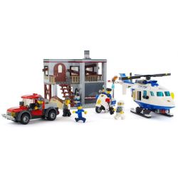 GUDI 9318 non  TRỰC THĂNG CẢNH SÁT TRUY BẮT CƯỚP bộ đồ chơi xếp lắp ráp ghép mô hình City POLICE Thành Phố 465 khối