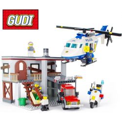 GUDI 9318 non  TRỰC THĂNG CẢNH SÁT TRUY BẮT CƯỚP bộ đồ chơi xếp lắp ráp ghép mô hình City POLICE Thành Phố 465 khối