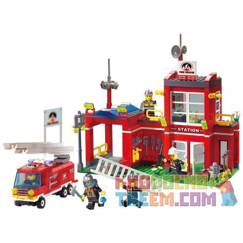 QMAN ENLIGHTEN KEEPPLEY 910 non  TRỤ SỞ CỨU HỎA NHỎ bộ đồ chơi xếp lắp ráp ghép mô hình City FIRE RESCUE CONTROL BRANCH BUREAU Thành Phố 380 khối