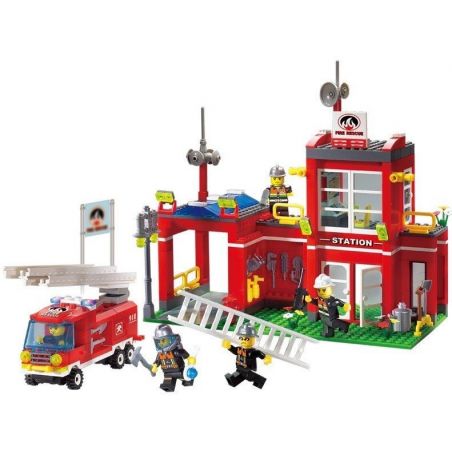 QMAN ENLIGHTEN KEEPPLEY 910 non  TRỤ SỞ CỨU HỎA NHỎ bộ đồ chơi xếp lắp ráp ghép mô hình City FIRE RESCUE CONTROL BRANCH BUREAU Thành Phố 380 khối