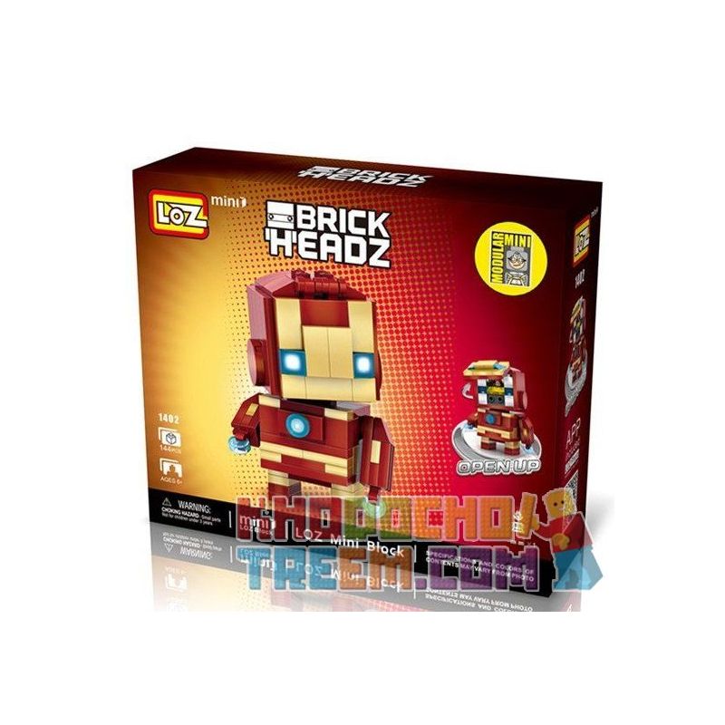 LOZ 1402 Xếp hình kiểu Nanoblock BRICKHEADZ Iron Man Steel Armor Người Sắt 144 khối