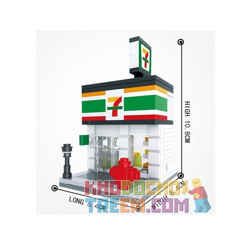 HSANHE 6401 Xếp hình kiểu  MINI MODULAR 7 Days Supermarket Siêu Thị 7 Days 199 khối