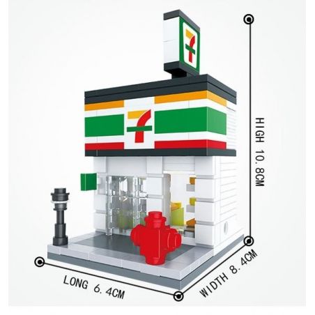 HSANHE 6401 Xếp hình kiểu  MINI MODULAR 7 Days Supermarket Siêu Thị 7 Days 199 khối