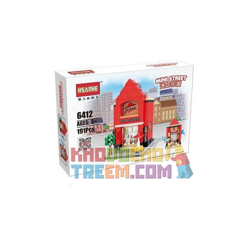 HSANHE 6412 Xếp hình kiểu  MINI MODULAR Pizza Restaurant Cửa Hàng Bánh Pizza 191 khối