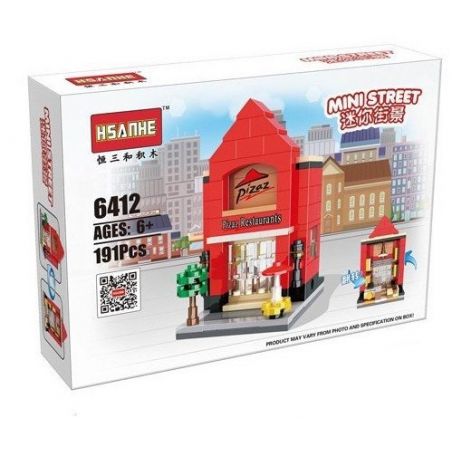 HSANHE 6412 Xếp hình kiểu  MINI MODULAR Pizza Restaurant Cửa Hàng Bánh Pizza 191 khối