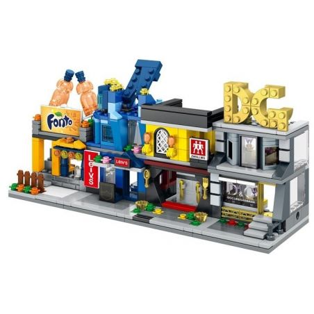 SEMBO SD6076 6076 SD6077 6077 SD6078 6078 SD6079 6079 non  BỘ 4 CỬA HÀNG THỜI TRANG GIẢI KHÁT DỤNG CỤ LÀM BẾP bộ đồ chơi xếp lắp ráp ghép mô hình Mini Modular SEMBO BLOCK D&G Đường Phố Thu Nhỏ 140 khối