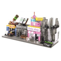 SEMBO SD6030 6030 SD6031 6031 601518 SD6032 6032 SD6033 6033 non  CHUỖI CỬA HÀNG ĐỒ TRANG SỨC BÁNH VÀ NHÀ SÁCH bộ đồ chơi xếp lắp ráp ghép mô hình Mini Modular SEMBO BLOCK DIOR HOLIDAY STREET CAKE SHOP BBQ BOOK STORE Đường Phố Thu Nhỏ 120 khối