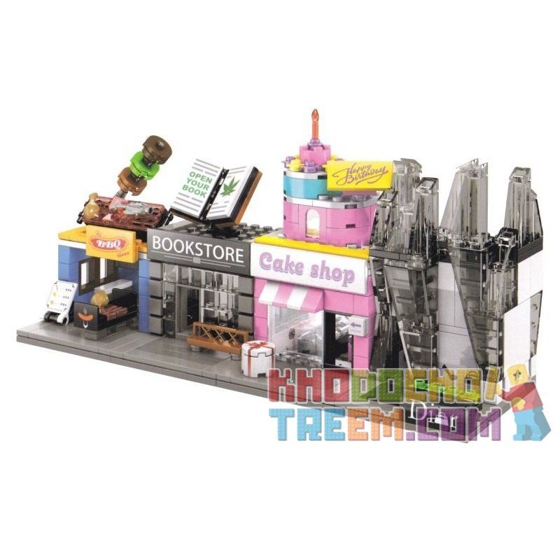 SEMBO SD6030 6030 SD6031 6031 601518 SD6032 6032 SD6033 6033 non  CHUỖI CỬA HÀNG ĐỒ TRANG SỨC BÁNH VÀ NHÀ SÁCH bộ đồ chơi xếp lắp ráp ghép mô hình Mini Modular SEMBO BLOCK DIOR HOLIDAY STREET CAKE SHOP BBQ BOOK STORE Đường Phố Thu Nhỏ 120 khối