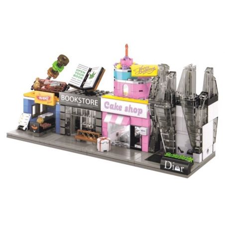 SEMBO SD6030 6030 SD6031 6031 601518 SD6032 6032 SD6033 6033 non  CHUỖI CỬA HÀNG ĐỒ TRANG SỨC BÁNH VÀ NHÀ SÁCH bộ đồ chơi xếp lắp ráp ghép mô hình Mini Modular SEMBO BLOCK DIOR HOLIDAY STREET CAKE SHOP BBQ BOOK STORE Đường Phố Thu Nhỏ 120 khối