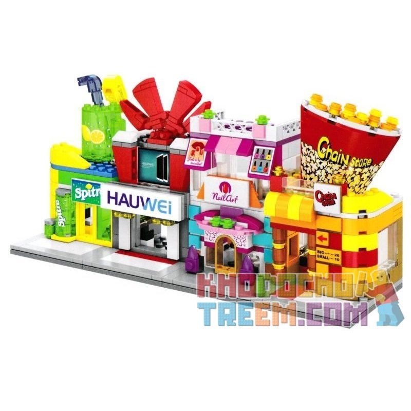 SEMBO SD6050 6050 601520 SD6051 6051 601521 SD6052 6052 601522 SD6053 6053 601523 non  CỬA HÀNG BỎNG NGÔ ĐIỆN THOẠI LÀM MÓNG GIẢI KHÁT bộ đồ chơi xếp lắp ráp ghép mô hình Mini Modular HOLIDAY STREET POPCORN SHOP SEMBO BLOCK HAUWEI NAIL SALON DRINKS Đường Phố Thu Nhỏ 135 khối