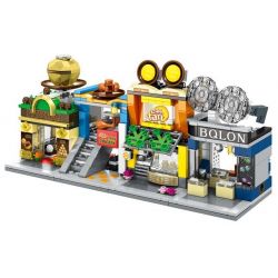 SEMBO SD6088 6088 SD6089 6089 SD6090 6090 SD6091 6091 non  BỘ 4 CỬA HÀNG KẸO SÔCÔLA MỸ PHẨM GÀ RÁN BÁNH TRỨNG bộ đồ chơi xếp lắp ráp ghép mô hình Mini Modular SEMBO BLOCK Đường Phố Thu Nhỏ 133 khối