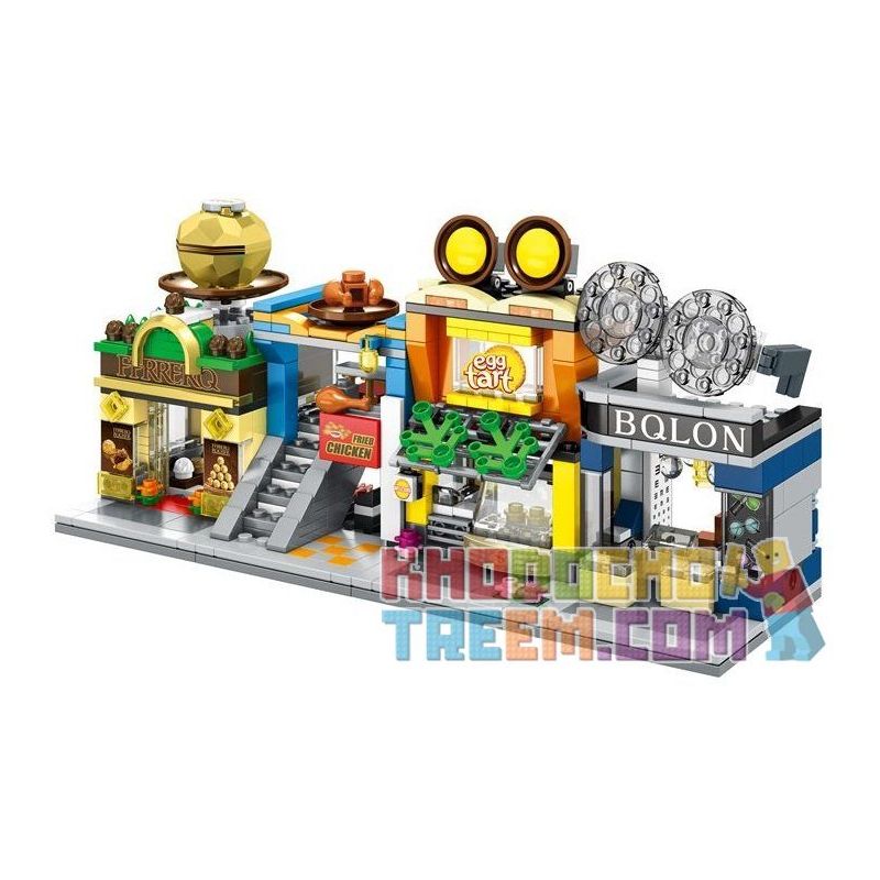 SEMBO SD6088 6088 SD6089 6089 SD6090 6090 SD6091 6091 non  BỘ 4 CỬA HÀNG KẸO SÔCÔLA MỸ PHẨM GÀ RÁN BÁNH TRỨNG bộ đồ chơi xếp lắp ráp ghép mô hình Mini Modular SEMBO BLOCK Đường Phố Thu Nhỏ 133 khối